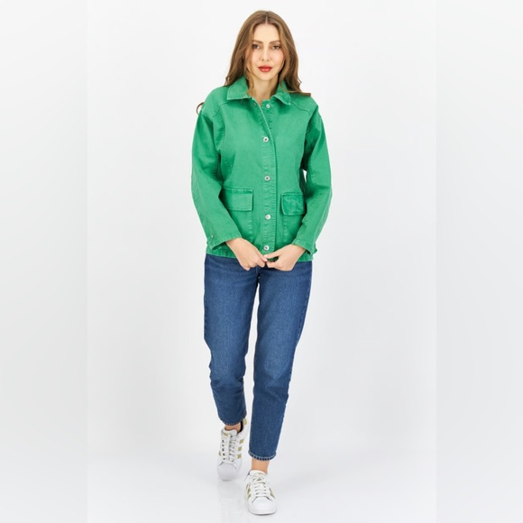Pull&Bear Green Jean Jacket - Picture 2 of 6